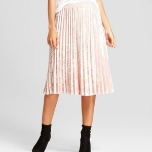 A New Day Pink crushed velvet midi skirt